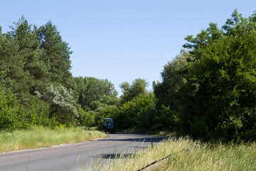 A car driving on a road