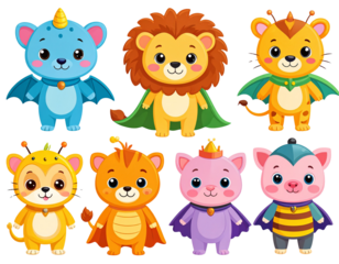 Adorable Baby Animals in Pastel Watercolor Style, transparent PNG