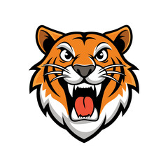 open mouth tiger mascot logo vector art