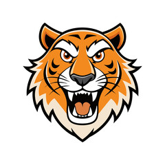 open mouth tiger mascot logo vector art