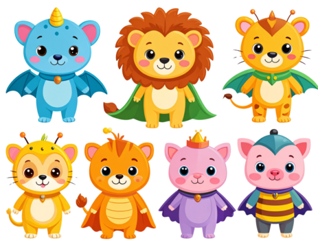 Adorable Baby Animals in Pastel Watercolor Style, transparent PNG