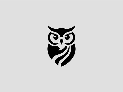 Geometric abstract owl vector logo with triangular shapes for tech startups 