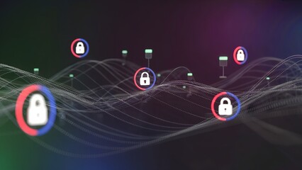 Cyber Network Web with Encrypted Padlock Nodes