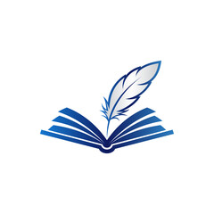 Open Book and Feather Quill Logo - Writing, Publishing, and Education