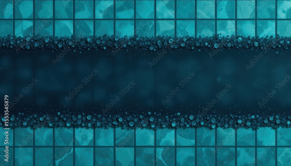 Poster dynamic teal and blue square pattern design with central accent for modern digital use