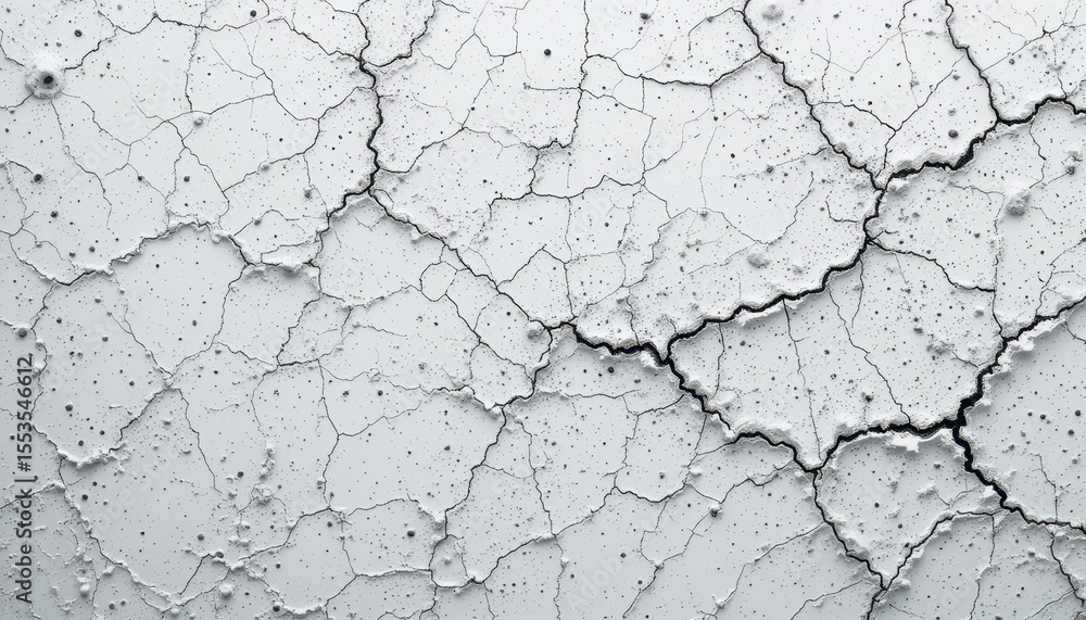 Poster rugged white surface with black dust patterns and cracks for text overlay
