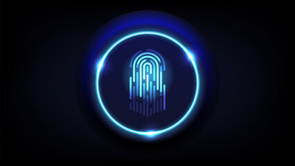 Futuristic digital fingerprint scanner interface