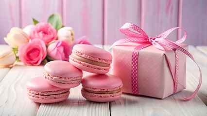 Pink Pastel Macarons Gift and Balloon