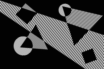 Geometric modernism. Imagination style. Abstract shapes illustration. Modern black and white abstract geometric background. Urban.