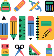 Education flat Icons set