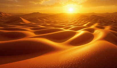Abstract Desert Landscape: Ochre Dunes, Sienna Patterns, Golden Light, Serene and Dramatic