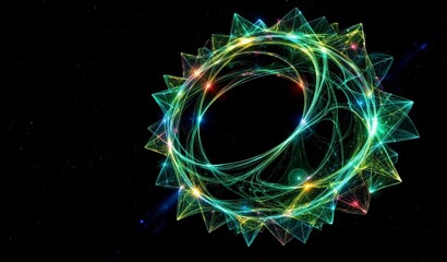 Cosmic Nebula Swirls: Emerald, Sapphire, Ruby Fractured Crystal Formations in Deep Space