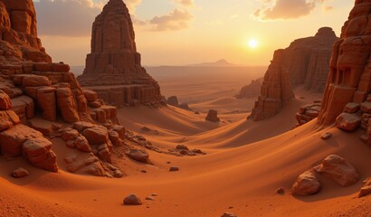 Eroded Sand Idols in Twilight Dunes: Ethereal Landscape of Shifting Sands