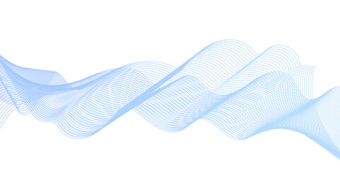 Dynamic minimal smoke blue flow sound line. Abstract glowing white blend line smooth flow soundwave curve energy gradient vector futuristic digital outline line science design.	