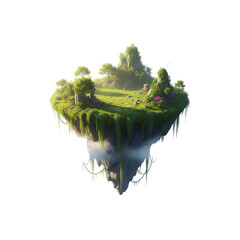 Fantasy Floating Island with Lush Greener