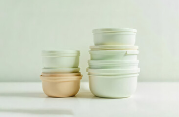 Ceramic Bowls Stack. Minimal Tableware.