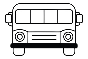 bus Line Art Drawing of Back to School Essentials with Minimalist Education Symbols