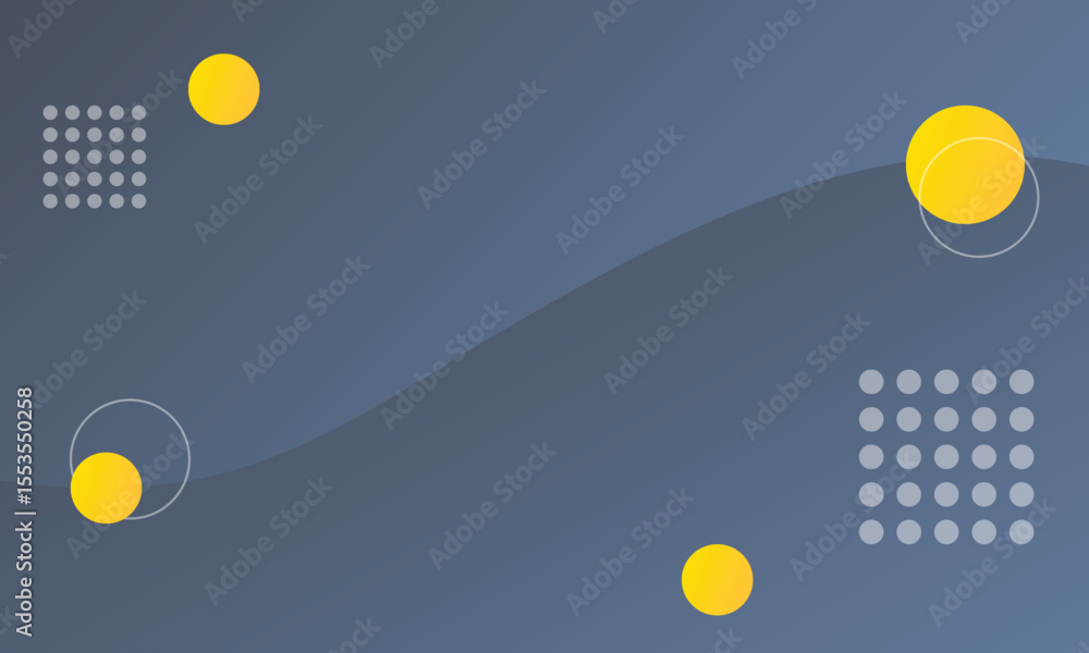Poster background gradient blue to gray color lines curved wave and circle gradient yellow. for presentatio
