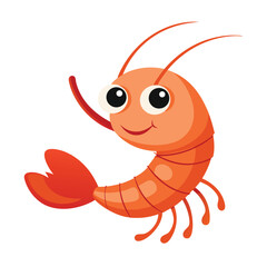 Cartoon shrimp vector illustration isolated on white background