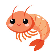 Cartoon shrimp vector illustration isolated on white background