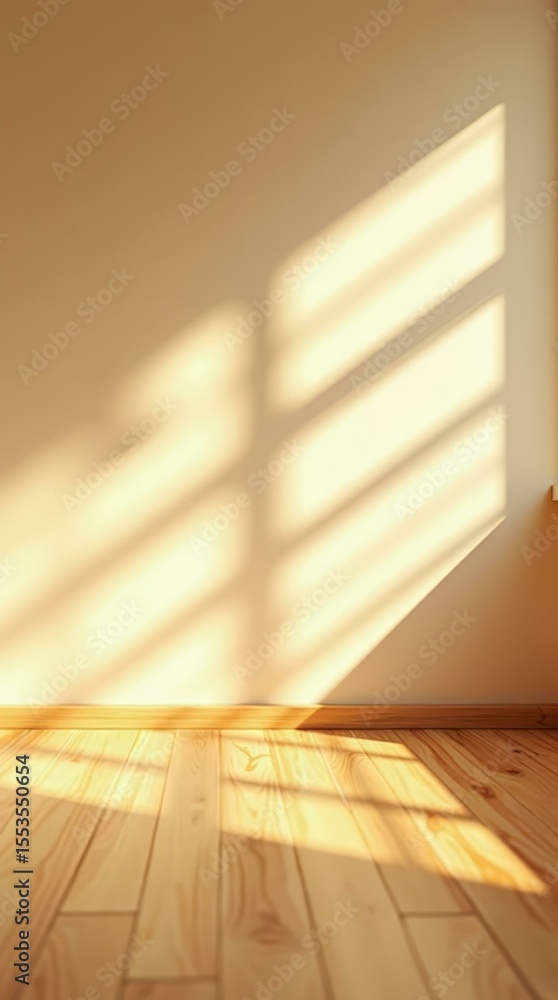 Poster clean soft scene with warm light on floor — vertical visual for relaxation and self-care content