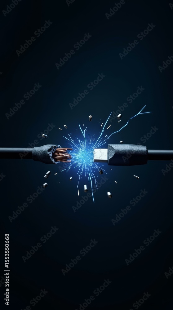Aufkleber clean vertical concept of tech disconnect – symbol of burnout and system crash