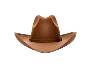 Elegant brown cowboy hat with a sleek design and detailed craftsmanship transparent background