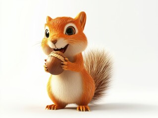 Cartoon squirrel holding acorn isolated on white background. use cases: animation, illustration.