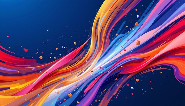 a vibrant and dynamic abstract art piece. it is a digital illustration that captures the essence of creativity and artistic freedom