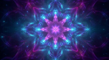 Mesmerizing kaleidoscope effect with vibrant neon colors creating an abstract cosmic pattern - Powered by Adobe