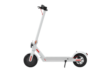 White Electric Scooter Side Profile View isolated on transparent background