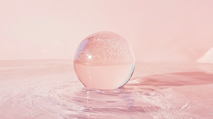 Glass orb placed on pastel surface with subtle shadow elegant minimal abstract artistic concept photo