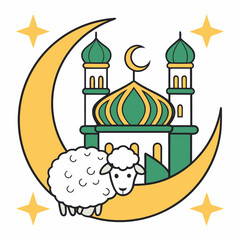 Fototapeta premium Beautiful Eid al Adha icon vector perfect for Islamic festival digital designs.