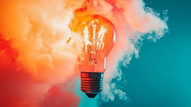 Bright light bulb explosion in vibrant background concept of creativity inspiration energy idea imagination vision - Powered by Adobe