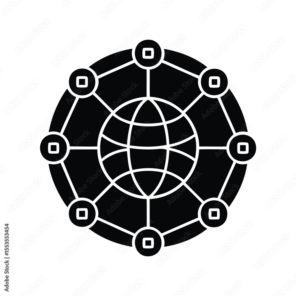 Poster global network with connected nodes concept for international communication systems