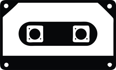 Fototapeta premium Black Cassette tape shows vintage music storage and retro recording is on display