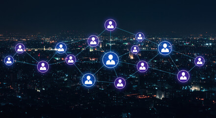City network connections at night