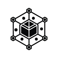 Abstract depiction of data structure or network with central box element
