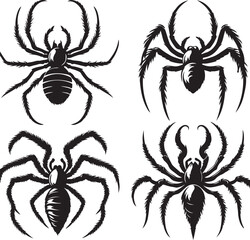 Spider text icon silhouette vector with white background