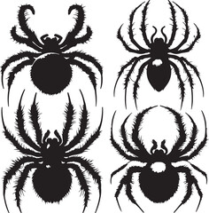 Spider text icon silhouette vector with white background