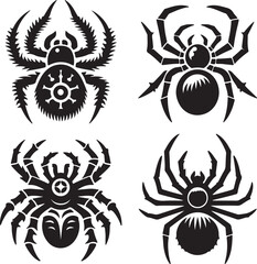 Spider text icon silhouette vector with white background