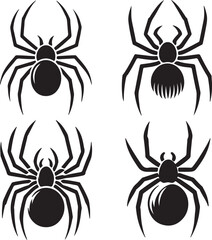 Spider text icon silhouette vector with white background