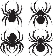 Spider text icon silhouette vector with white background