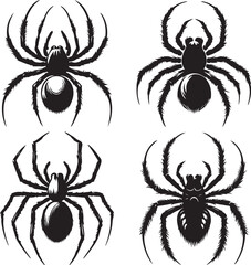 Spider text icon silhouette vector with white background