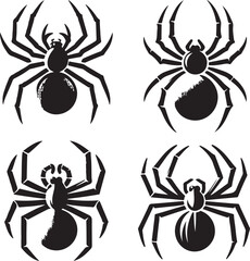 Spider text icon silhouette vector with white background