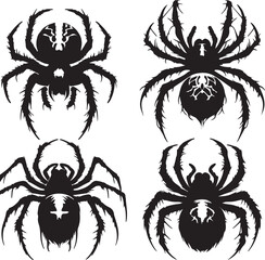 Spider text icon silhouette vector with white background