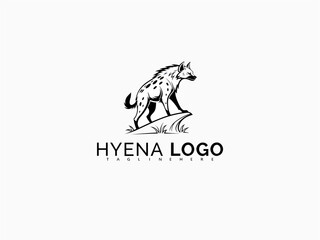 Fototapeta premium Snarling Hyena Vector Head Logo Design in Profile View. Rugged Branding Graphic for Wildlife Stickers, Patch Art, Adventure T-Shirt Prints, and Outdoor Company Logos.