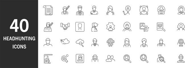 Headhunting Icons: Recruitment, Talent Search, and Professional Networking Symbols
