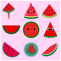 Fruit Watermelon Vector Set 15