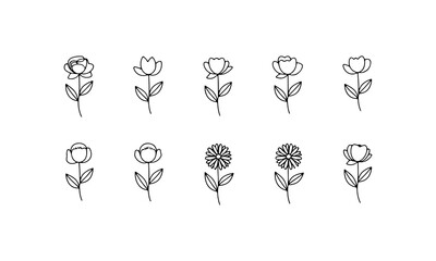 Fine Bloom Line Grid. A refined floral grid of softly sketched flowers in uniform rows, ideal for invitations, backgrounds, and textiles.